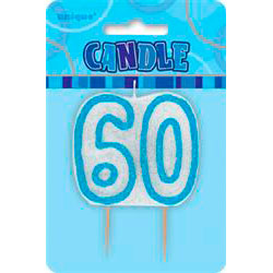 60th Candle Blue