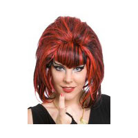 Samantha Black & Red Short Beehive Wig