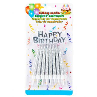 Candle + B/Day Plq Silver 17pc