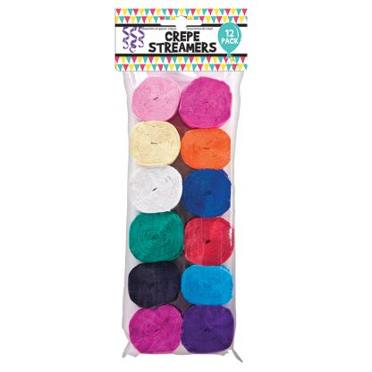 Crepe Streamers Solid Col. 12pk