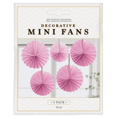 Decorative Mini Fans Pink 5pk