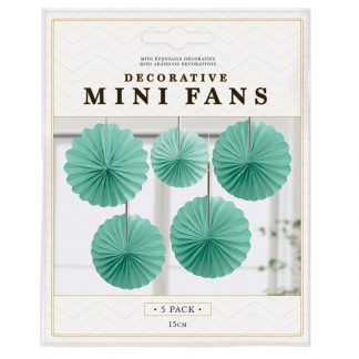 Decorative Mini Fans Teal 5pk