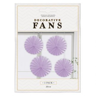Decorative Fan 30cm Purple 3pk