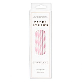 Party Paper Straws 20pk Pink