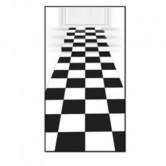 Checkered Carpet Floor Runner Black & White