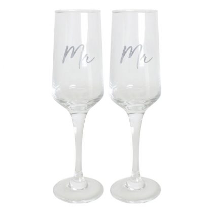 Wedding Mr & Mr Champagne Flute Set
