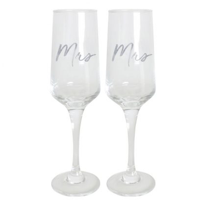 Wedding Mrs & Mrs Champagne Flute Set