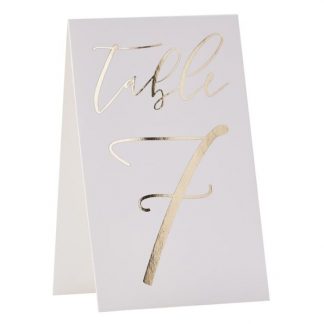 Gold Foiled Wedding Table Numbers 1-12