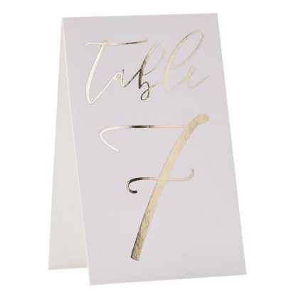 Gold Foiled Wedding Table Numbers 1-12