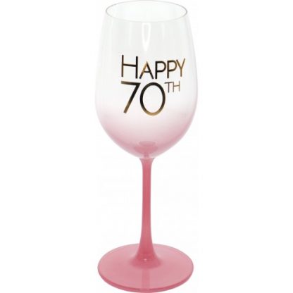HAPPY 70TH WINE GLASS