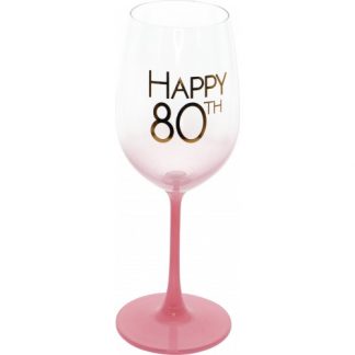 HAPPY 80TH WINE GLASS