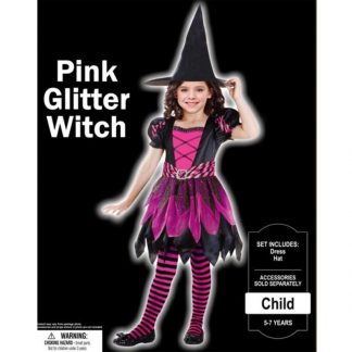 Pink Glitter Witch Girls 5-7 Years